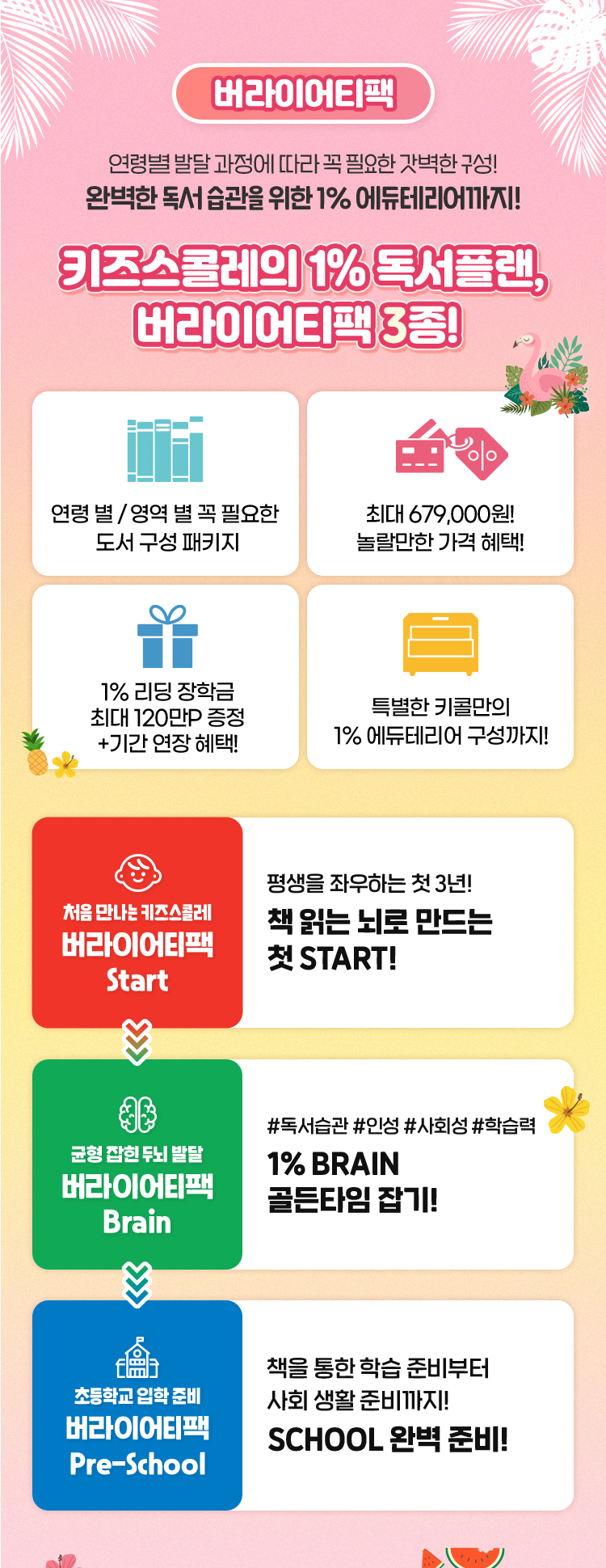 키즈스콜레의 1% 독서플랜, 버라이어티팩 3종!